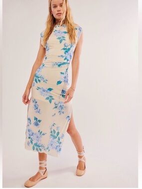 Free People Carmel Ivory Combo Floral Mesh Midi Dress - NWT - Size XS